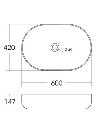 Раковина накладная (60х42) Orange  B08-600W белый глянец